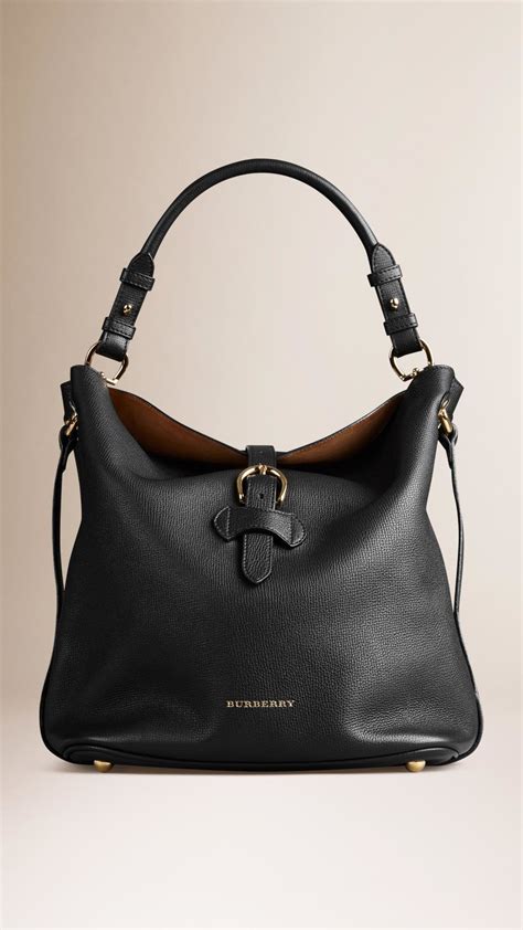 burberry black leather hobo bag|burberry over the shoulder bags.